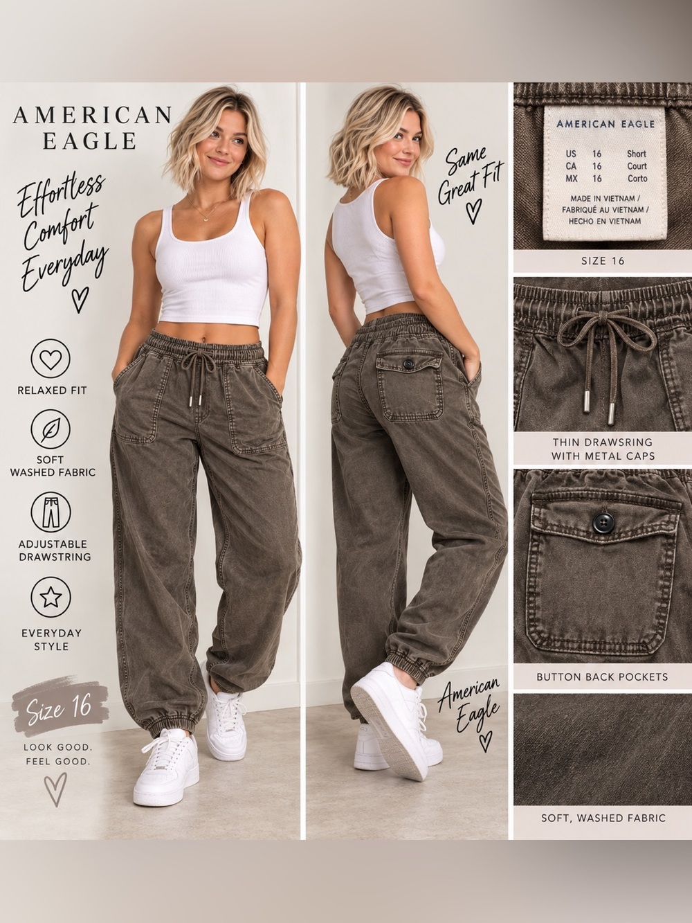 American eagle brown cargo joggers